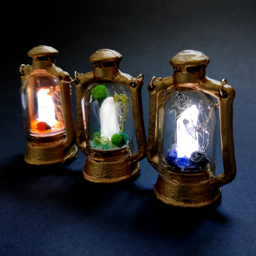 「誕生石×色」ランプ型ライトネックレス『オレンジ、黄緑、シルバー』