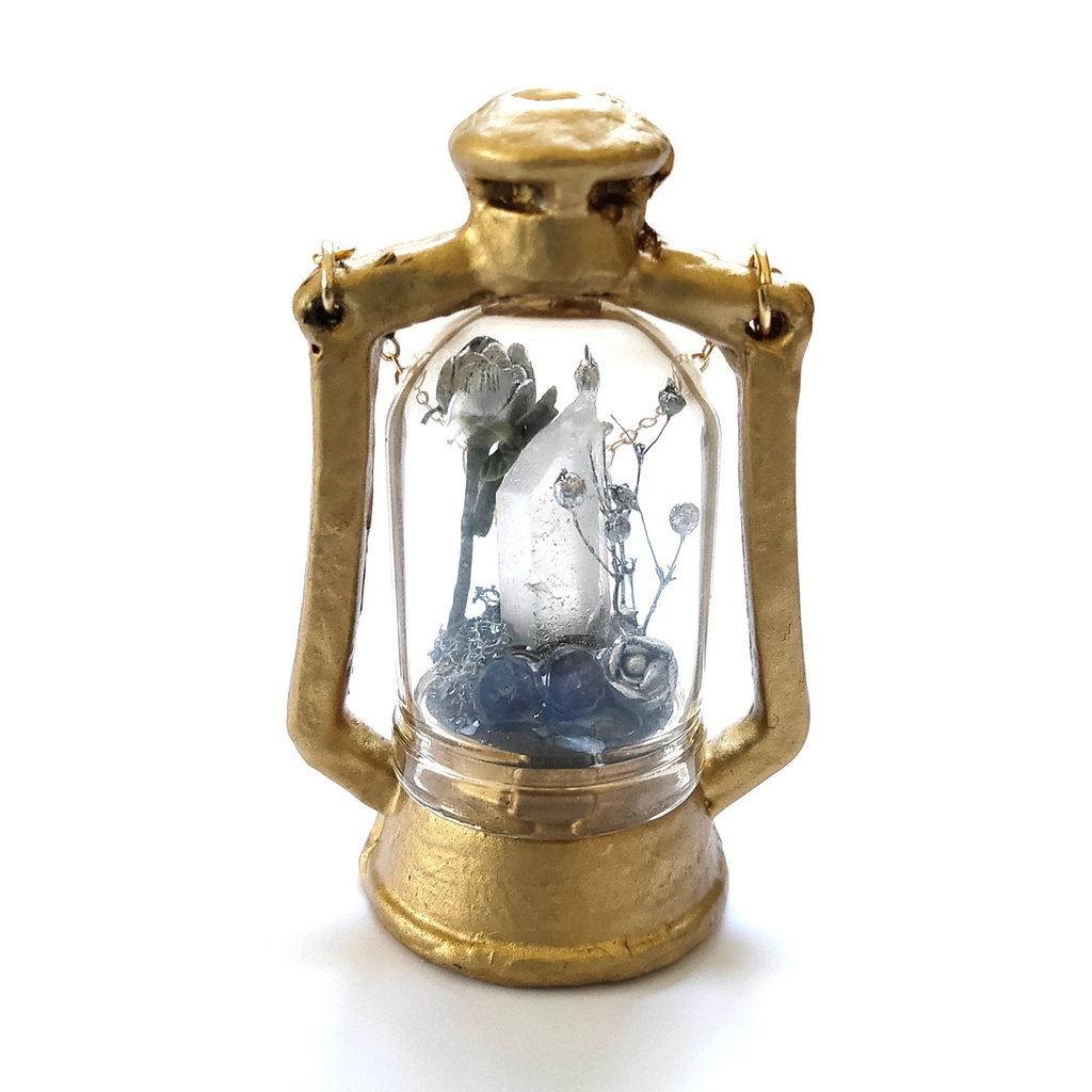 「誕生石×色」ランプ型ライトネックレス『オレンジ、黄緑、シルバー』