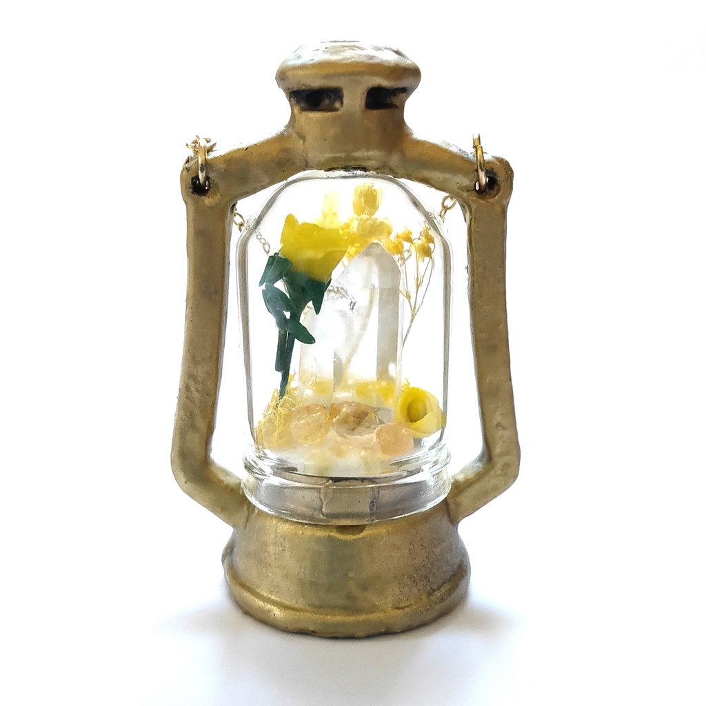 「誕生石×色」ランプ型ライトネックレス『ゴールド、黄、青』