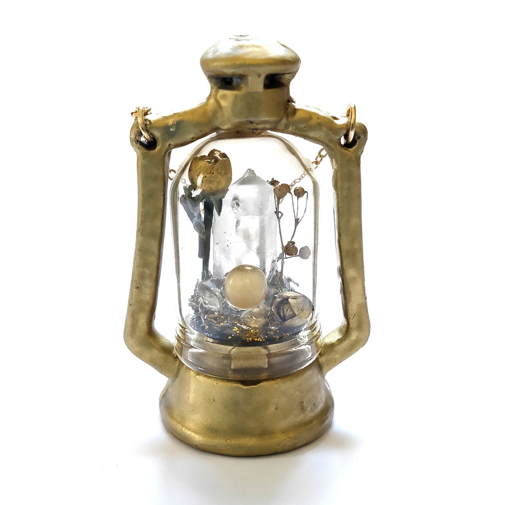 「誕生石×色」ランプ型ライトネックレス『ゴールド、黄、青』