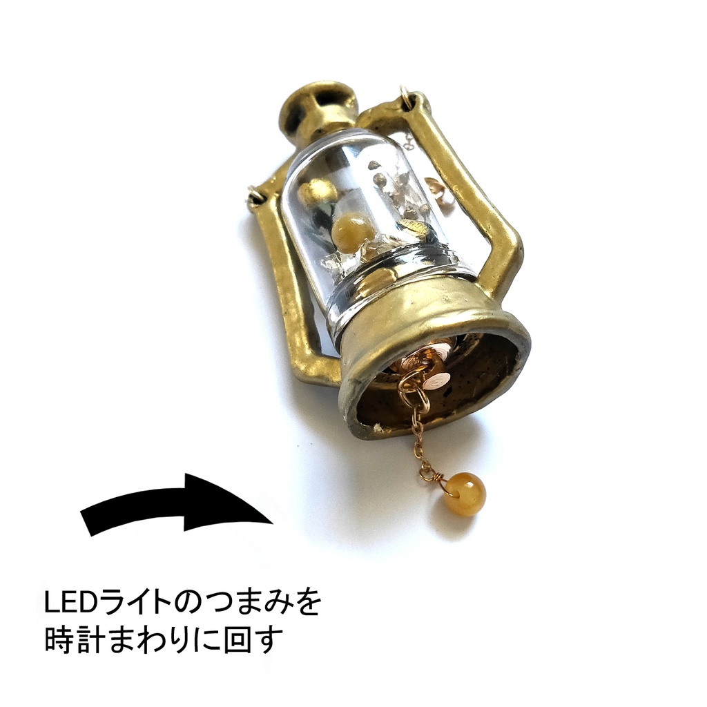 「誕生石×色」ランプ型ライトネックレス『ゴールド、黄、青』