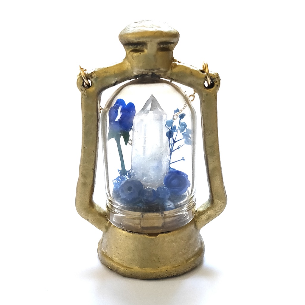 「誕生石×色」ランプ型ライトネックレス『ゴールド、黄、青』