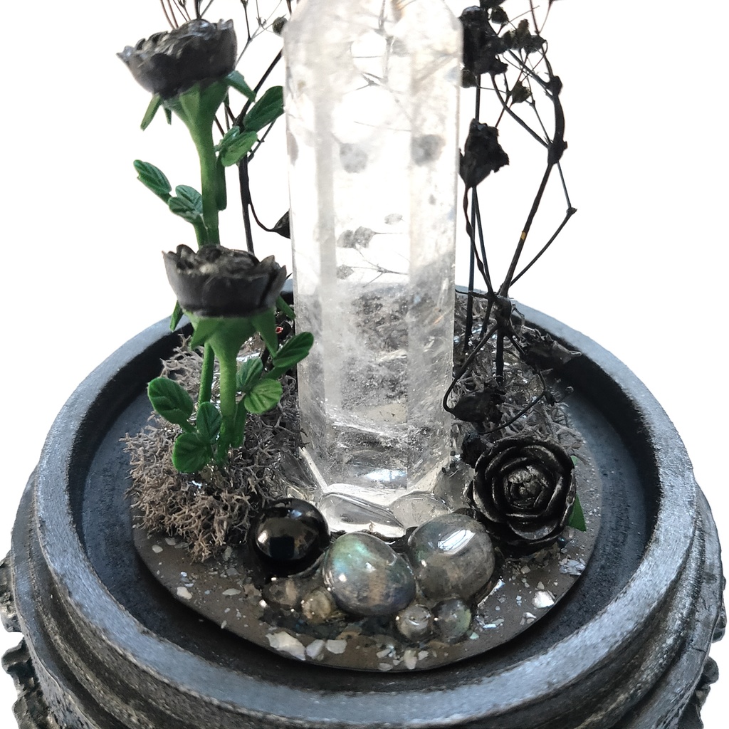 鉱物ランプ『黒』中サイズ・水晶・オニキス