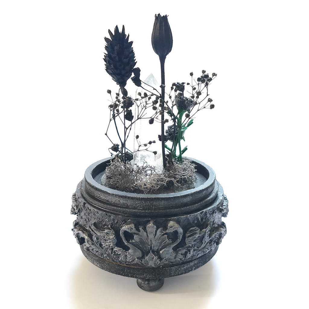 鉱物ランプ『黒』中サイズ・水晶・オニキス