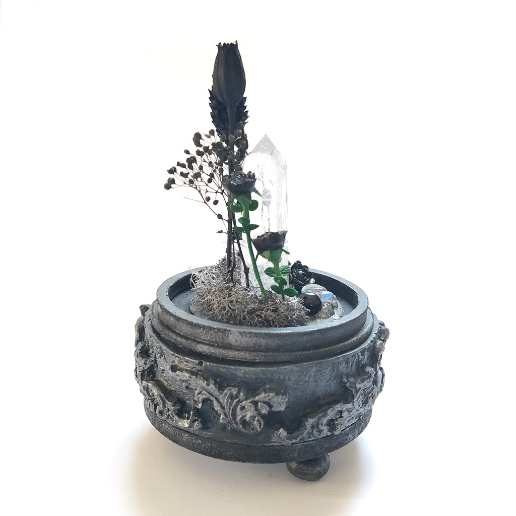 鉱物ランプ『黒』中サイズ・水晶・オニキス