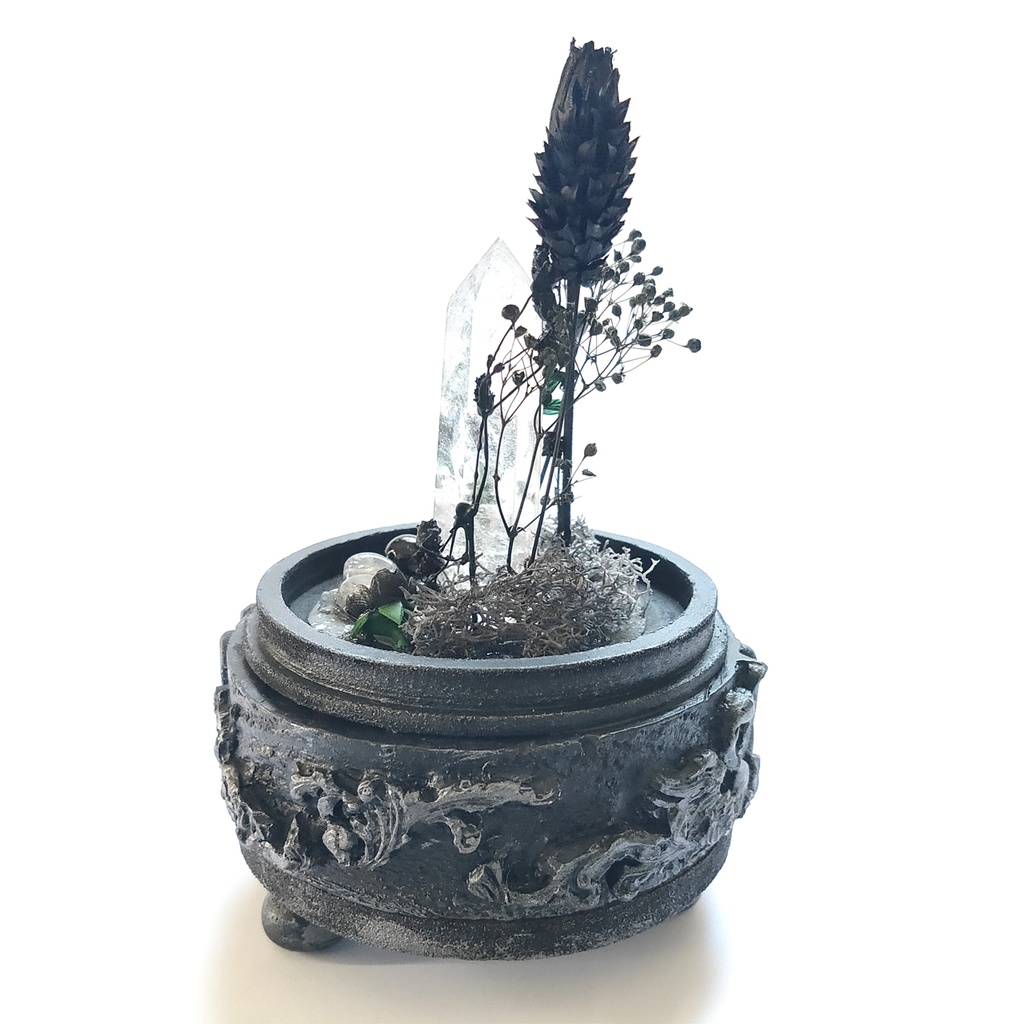 鉱物ランプ『黒』中サイズ・水晶・オニキス