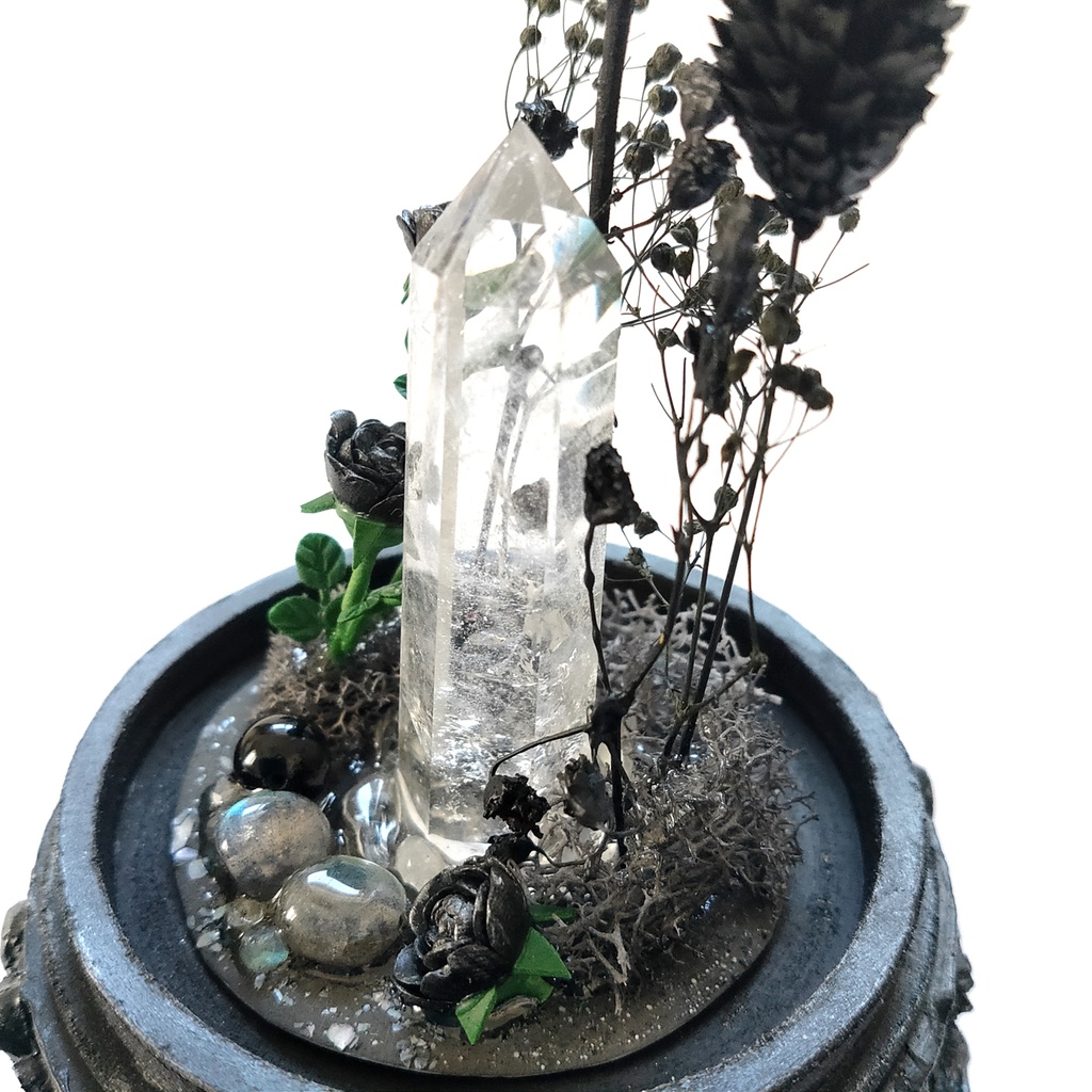 鉱物ランプ『黒』中サイズ・水晶・オニキス