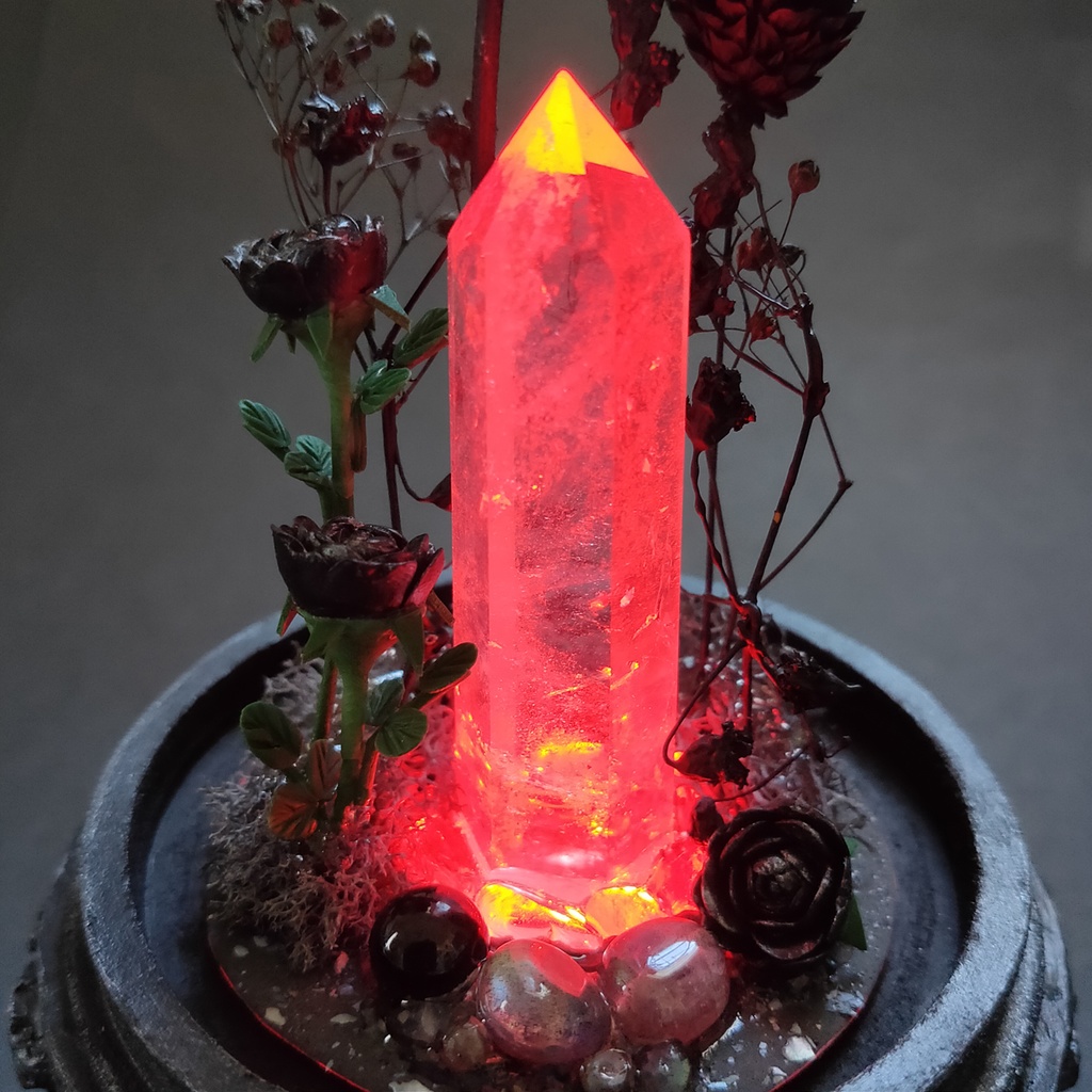 鉱物ランプ『黒』中サイズ・水晶・オニキス