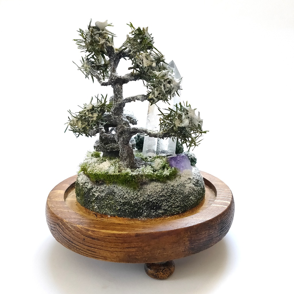 鉱物ランプ『水晶庭園-冬の庭-』大・水晶・リモコン切替点灯