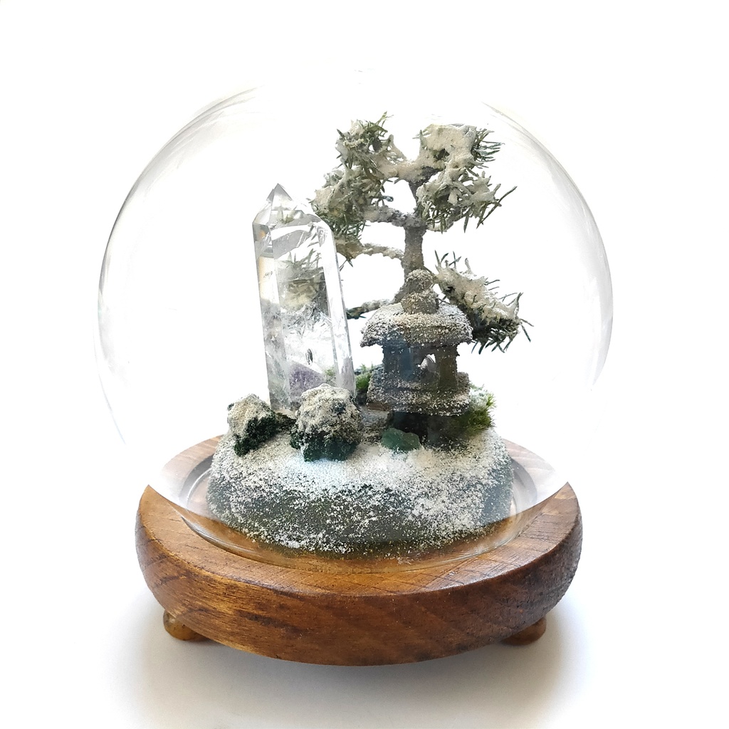 鉱物ランプ『水晶庭園-冬の庭-』大・水晶・リモコン切替点灯