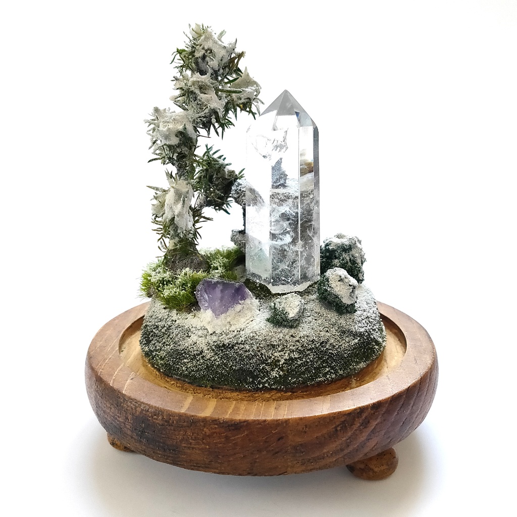 鉱物ランプ『水晶庭園-冬の庭-』大・水晶・リモコン切替点灯