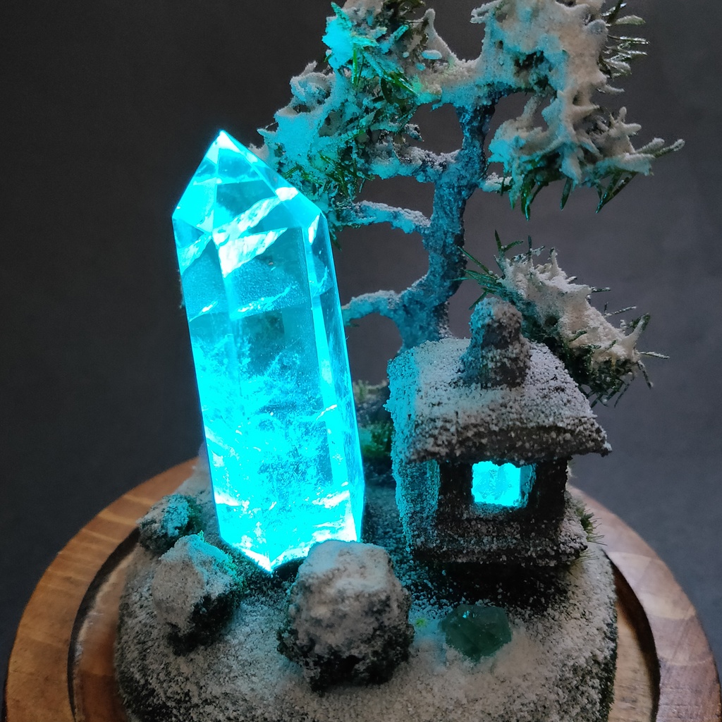 鉱物ランプ『水晶庭園-冬の庭-』大・水晶・リモコン切替点灯