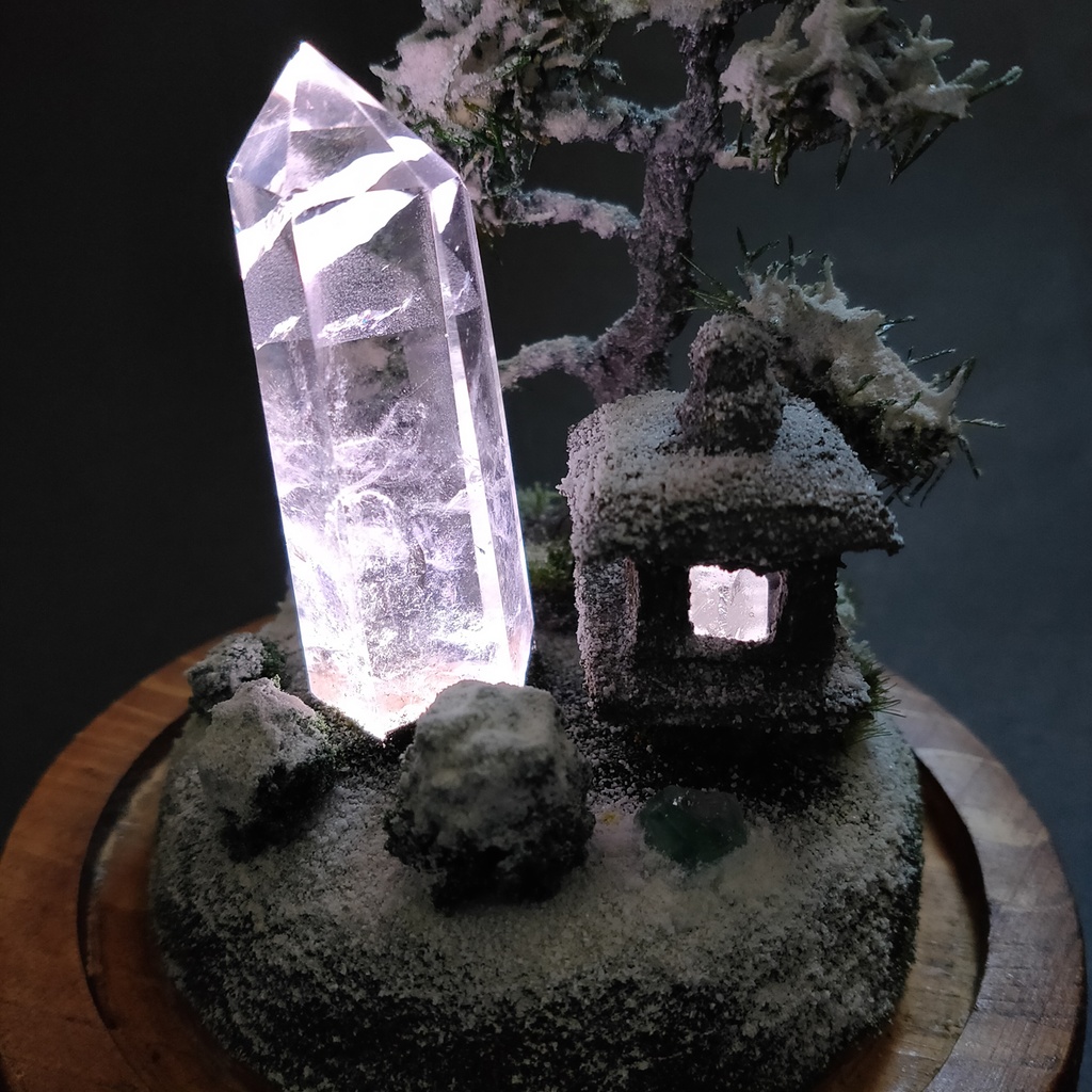 鉱物ランプ『水晶庭園-冬の庭-』大・水晶・リモコン切替点灯
