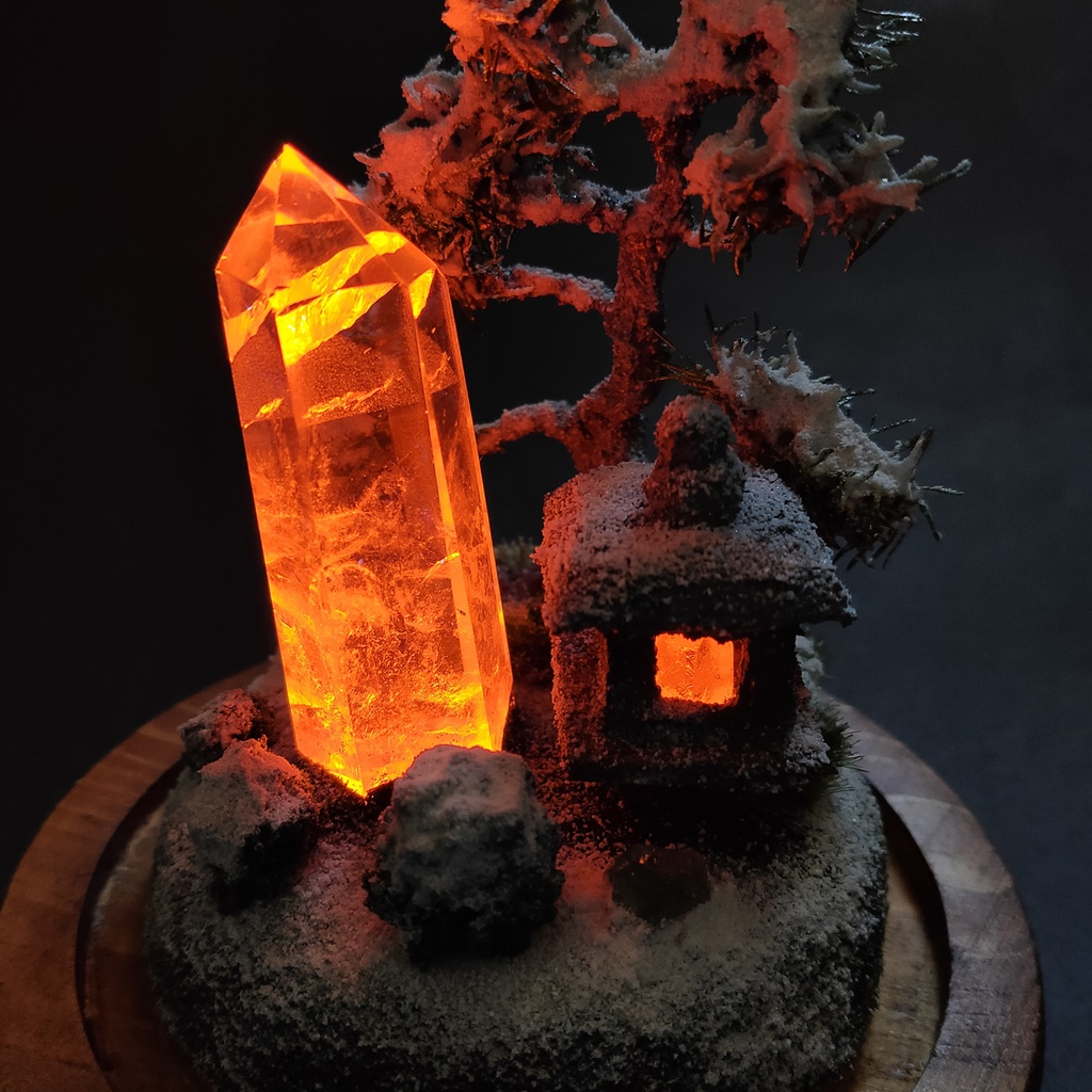 鉱物ランプ『水晶庭園-冬の庭-』大・水晶・リモコン切替点灯