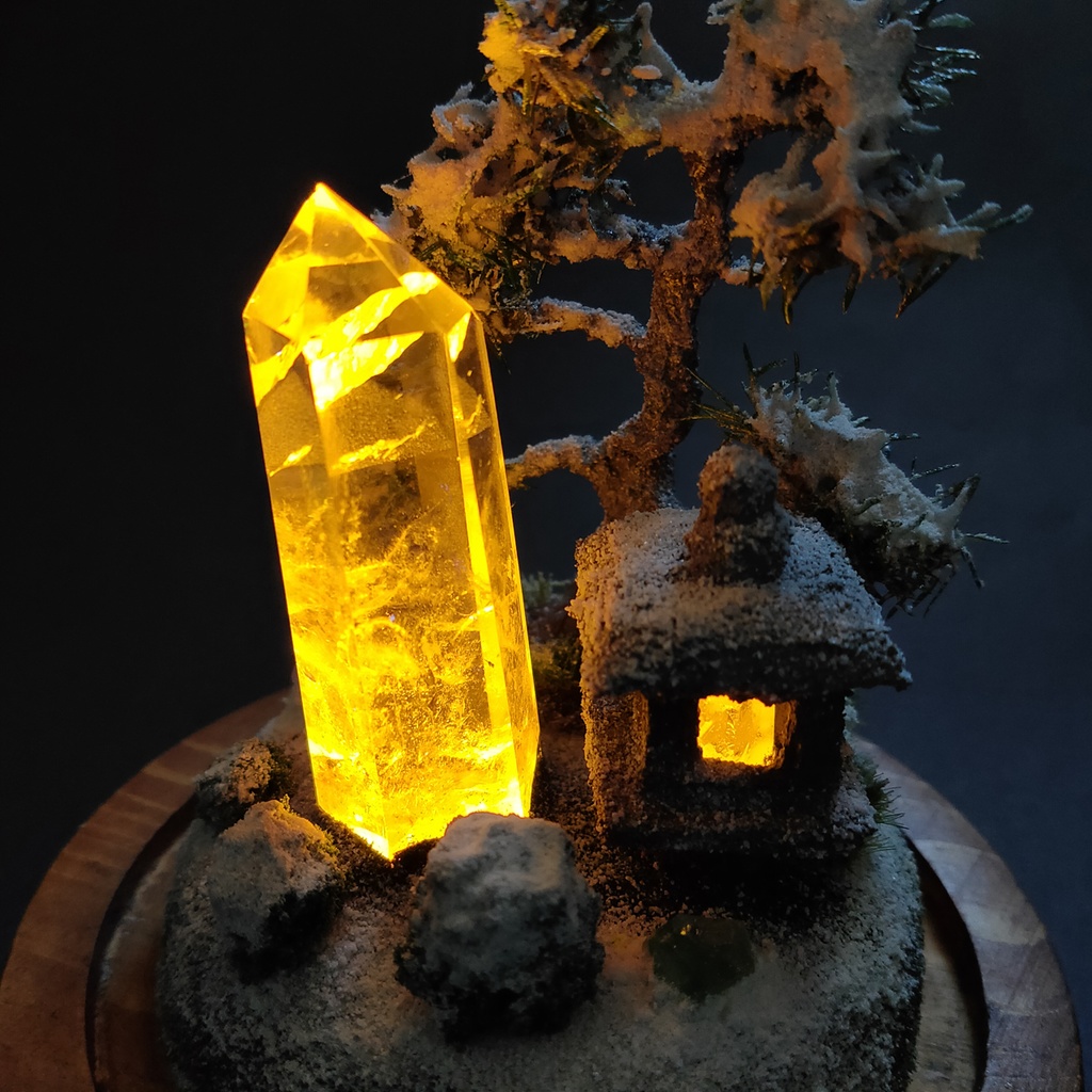 鉱物ランプ『水晶庭園-冬の庭-』大・水晶・リモコン切替点灯