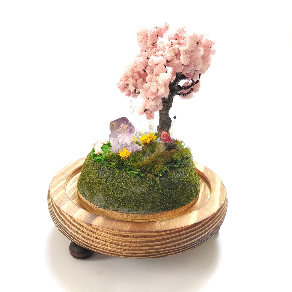 鉱物ランプ『水晶庭園-春の庭-』大・水晶・リモコン切替点灯