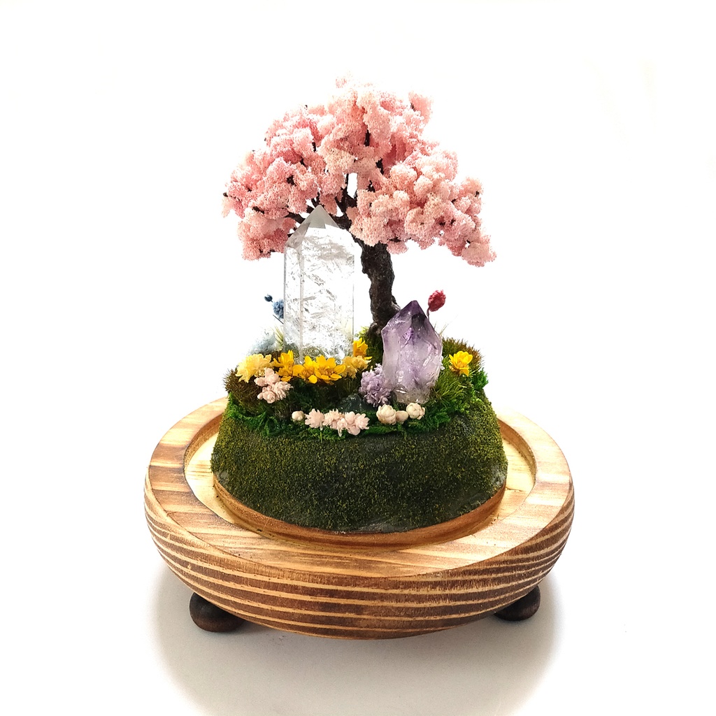 鉱物ランプ『水晶庭園-春の庭-』大・水晶・リモコン切替点灯