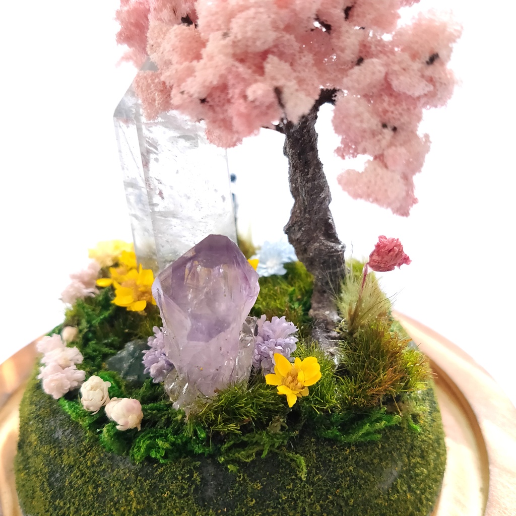 鉱物ランプ『水晶庭園-春の庭-』大・水晶・リモコン切替点灯