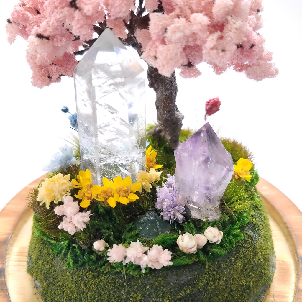 鉱物ランプ『水晶庭園-春の庭-』大・水晶・リモコン切替点灯