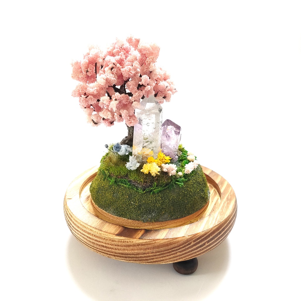 鉱物ランプ『水晶庭園-春の庭-』大・水晶・リモコン切替点灯