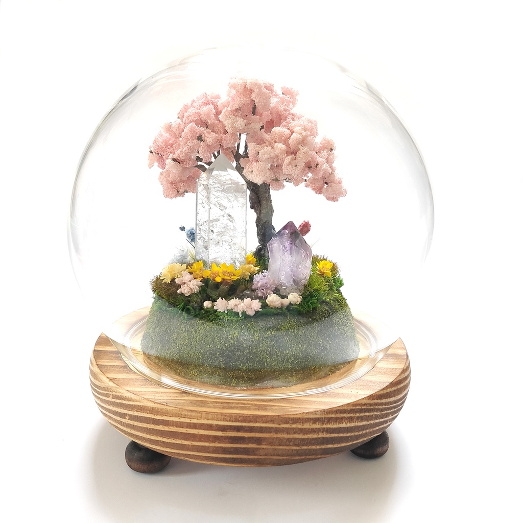 鉱物ランプ『水晶庭園-春の庭-』大・水晶・リモコン切替点灯