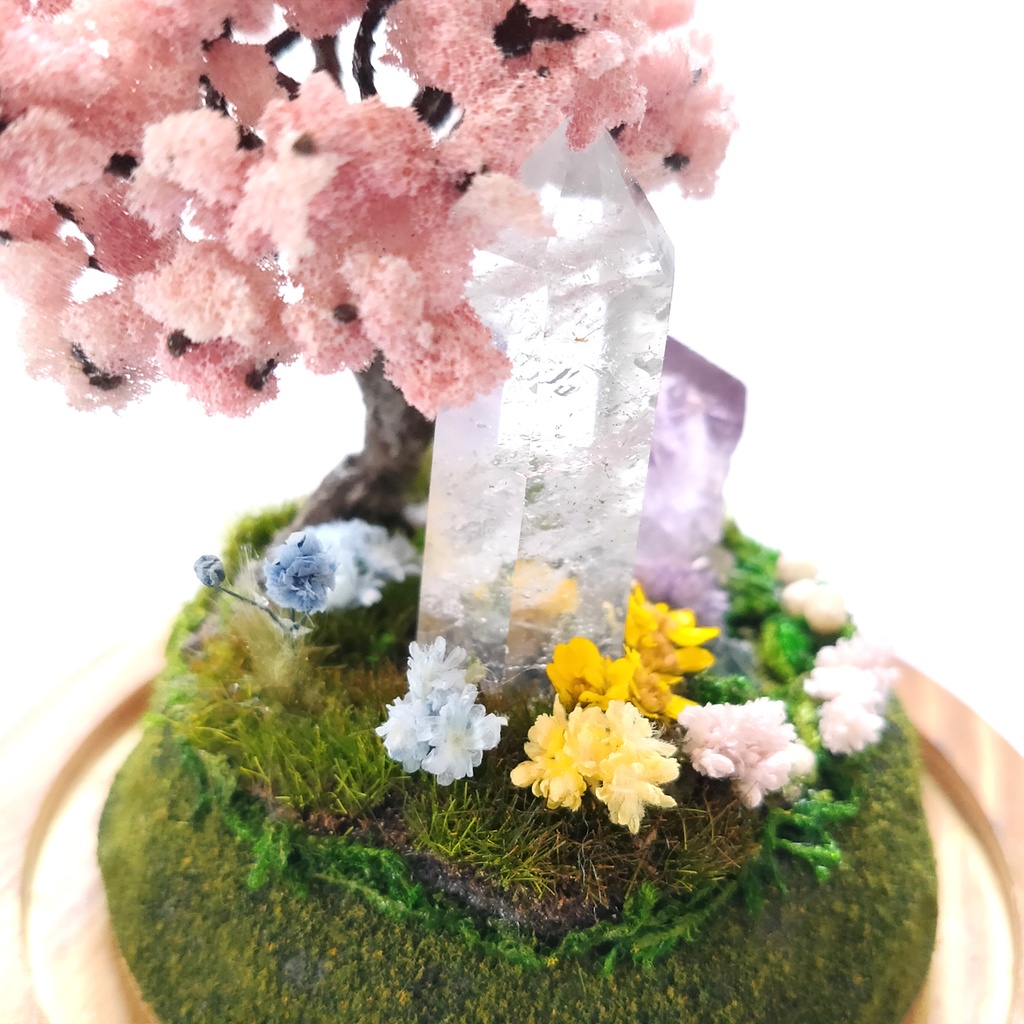 鉱物ランプ『水晶庭園-春の庭-』大・水晶・リモコン切替点灯