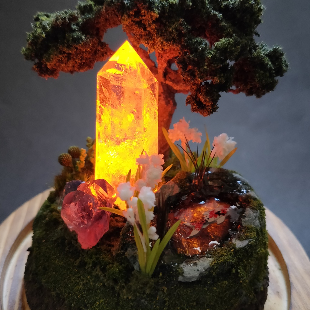 鉱物ランプ『水晶庭園-夏の庭-』大・水晶・リモコン切替点灯