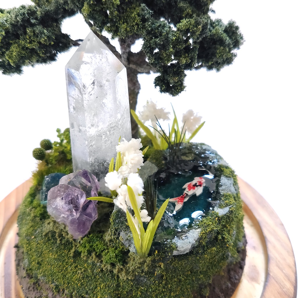 鉱物ランプ『水晶庭園-夏の庭-』大・水晶・リモコン切替点灯