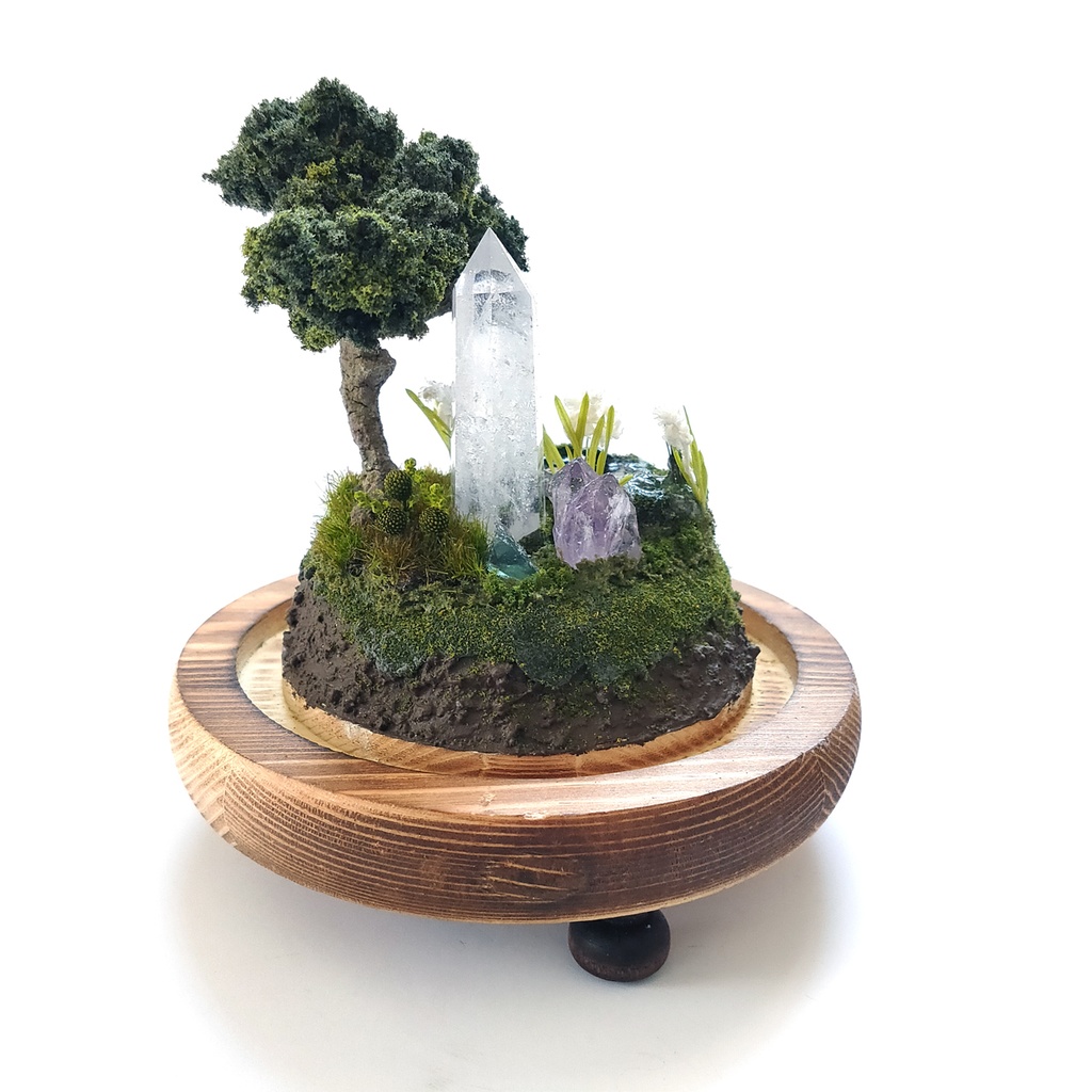 鉱物ランプ『水晶庭園-夏の庭-』大・水晶・リモコン切替点灯