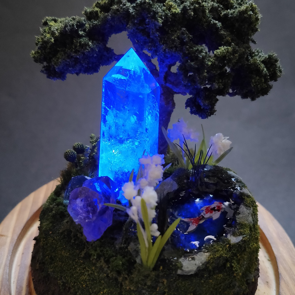 鉱物ランプ『水晶庭園-夏の庭-』大・水晶・リモコン切替点灯