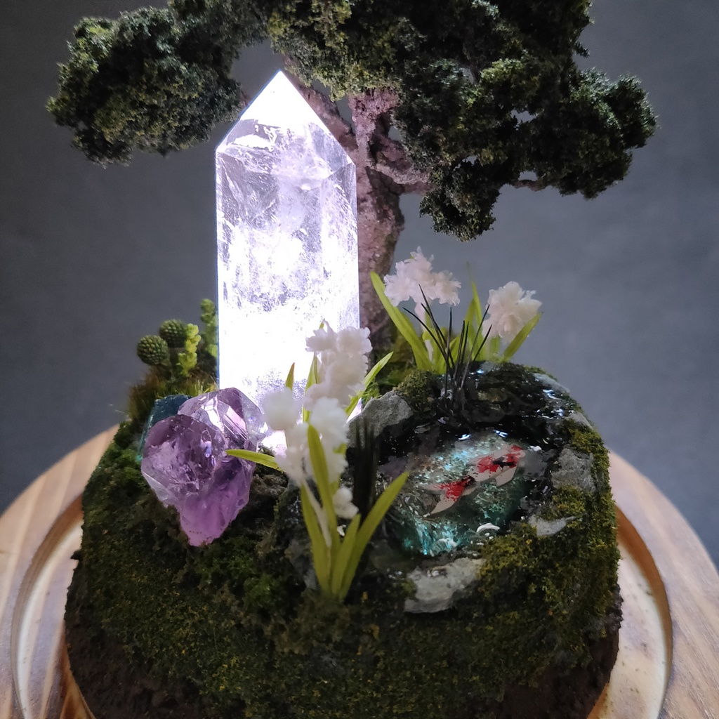 鉱物ランプ『水晶庭園-夏の庭-』大・水晶・リモコン切替点灯