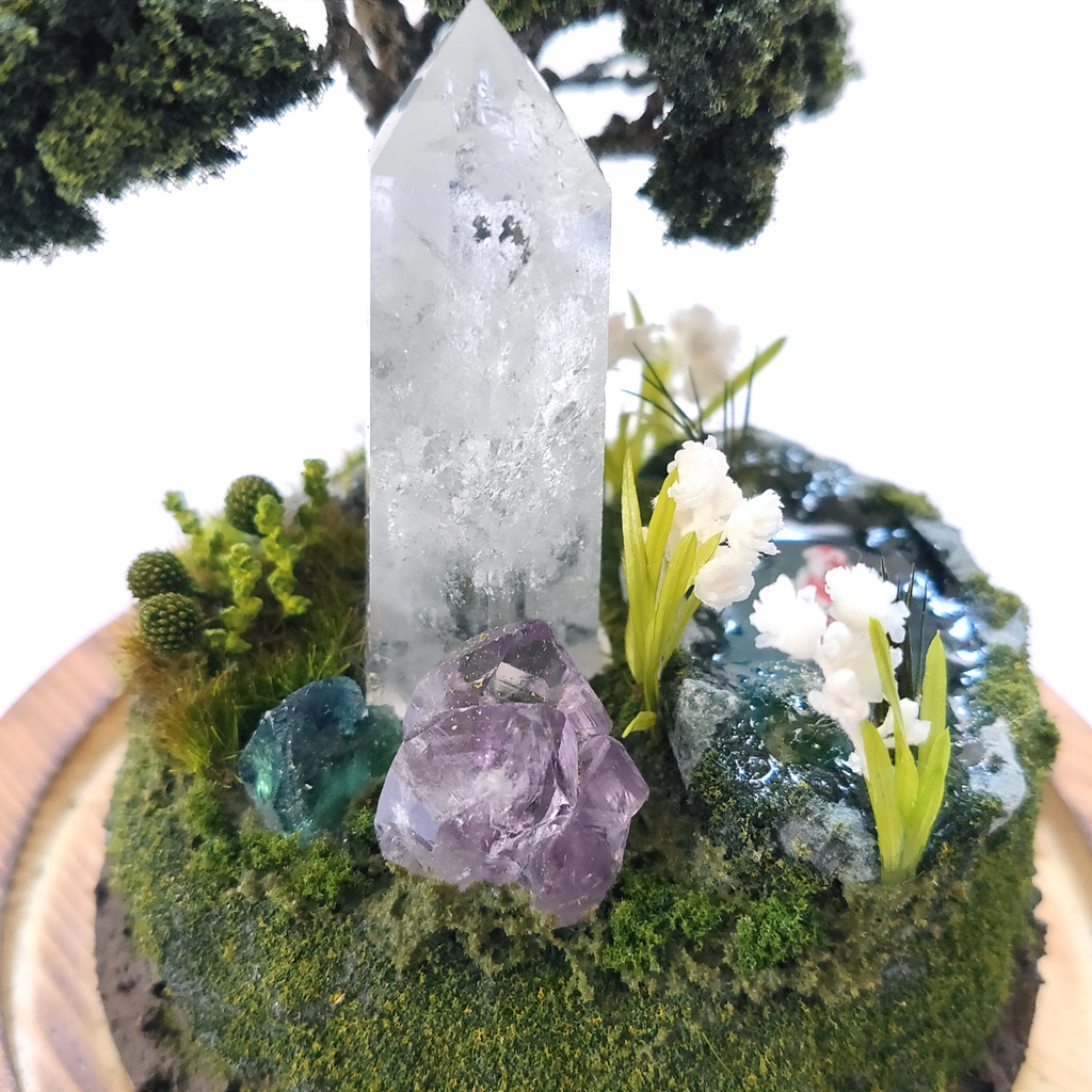 鉱物ランプ『水晶庭園-夏の庭-』大・水晶・リモコン切替点灯