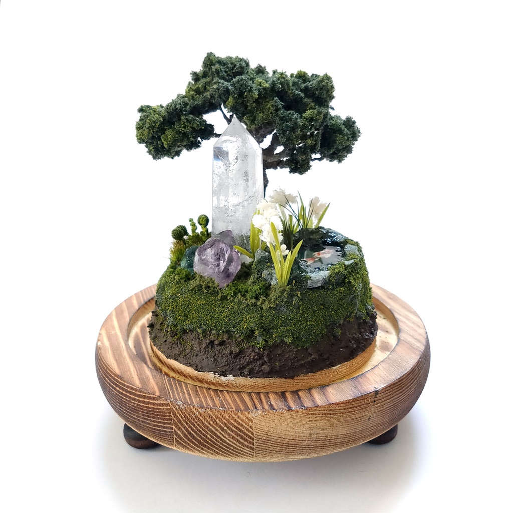 鉱物ランプ『水晶庭園-夏の庭-』大・水晶・リモコン切替点灯