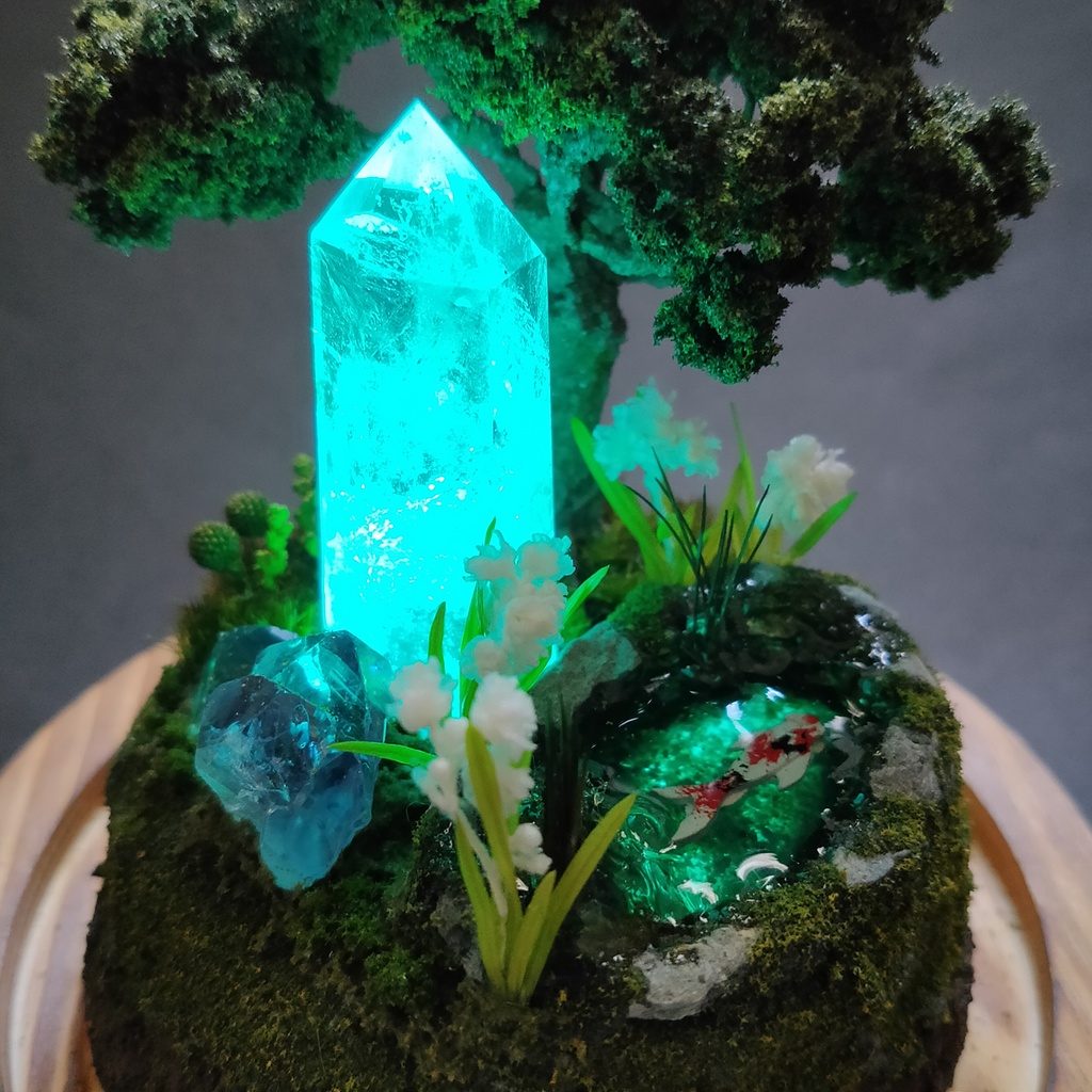 鉱物ランプ『水晶庭園-夏の庭-』大・水晶・リモコン切替点灯
