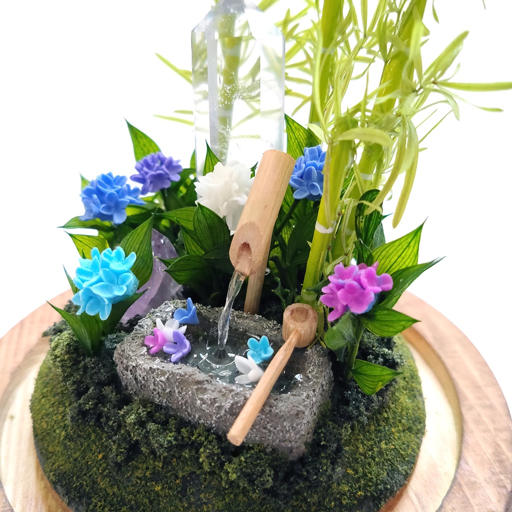 鉱物ランプ『水晶庭園-紫陽花の庭-』大サイズ・水晶・リモコン切替点灯