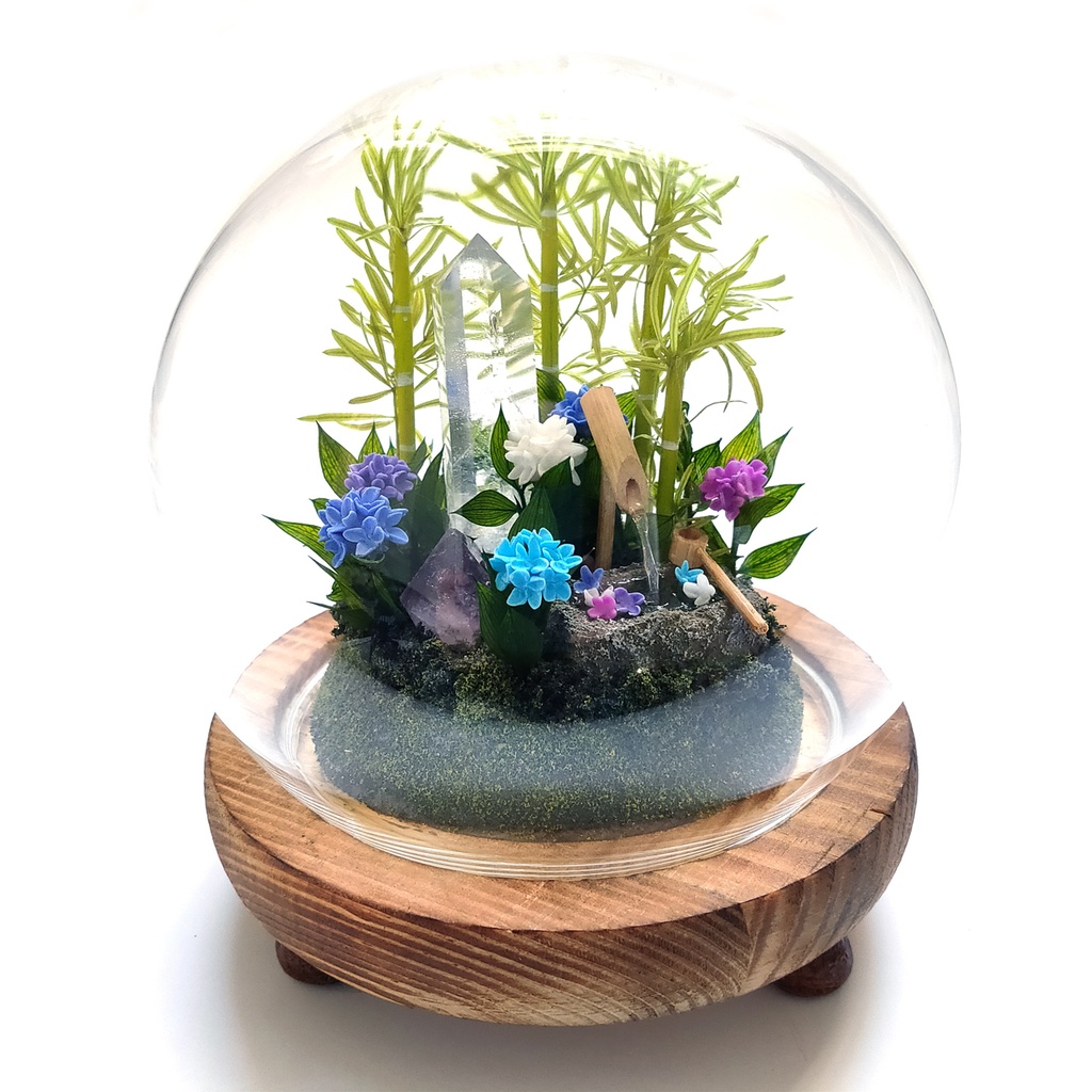 鉱物ランプ『水晶庭園-紫陽花の庭-』大サイズ・水晶・リモコン切替点灯