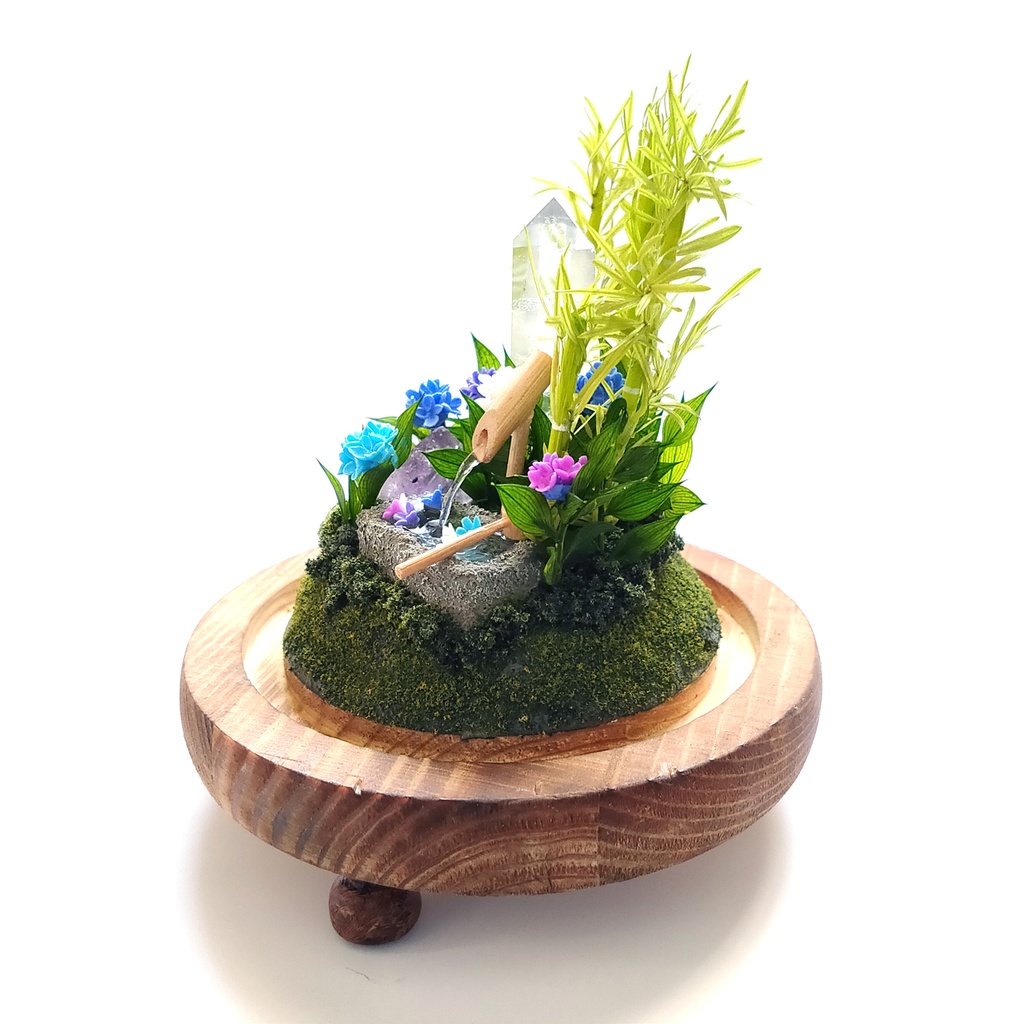 鉱物ランプ『水晶庭園-紫陽花の庭-』大サイズ・水晶・リモコン切替点灯