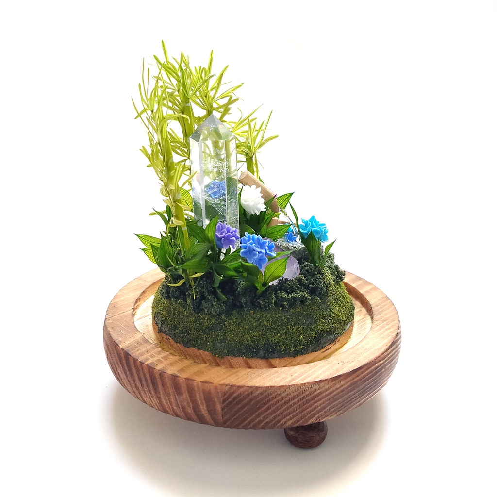 鉱物ランプ『水晶庭園-紫陽花の庭-』大サイズ・水晶・リモコン切替点灯