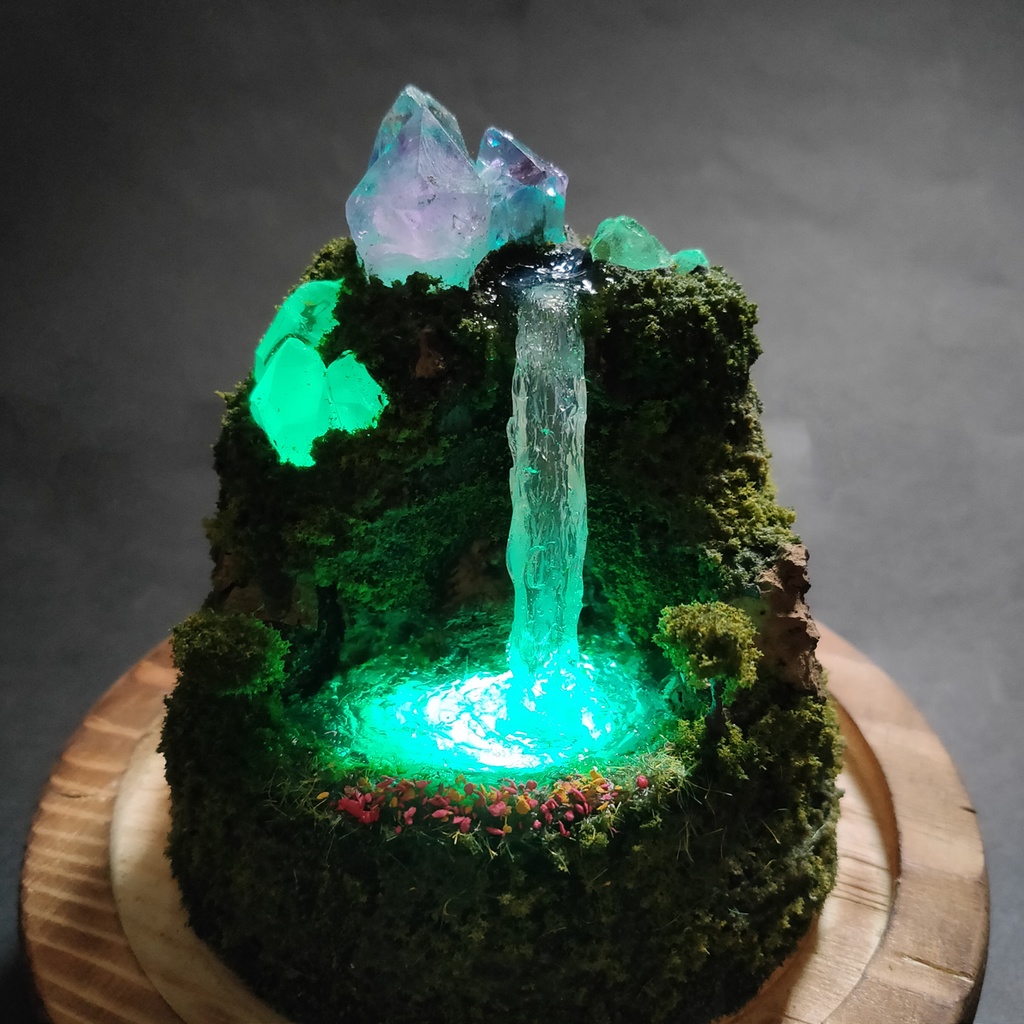 鉱物ランプ『水晶山脈』大・水晶・アメシスト・リモコン切替点灯