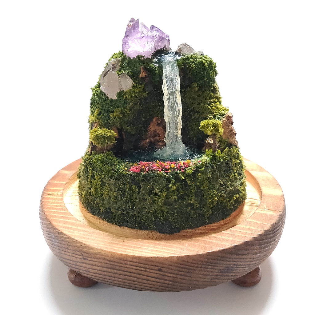 鉱物ランプ『水晶山脈』大・水晶・アメシスト・リモコン切替点灯