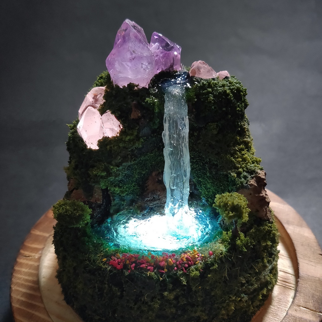 鉱物ランプ『水晶山脈』大・水晶・アメシスト・リモコン切替点灯