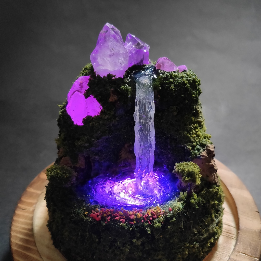 鉱物ランプ『水晶山脈』大・水晶・アメシスト・リモコン切替点灯