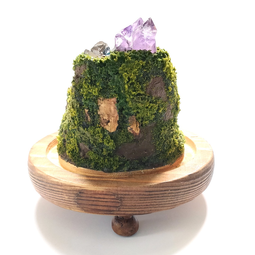 鉱物ランプ『水晶山脈』大・水晶・アメシスト・リモコン切替点灯