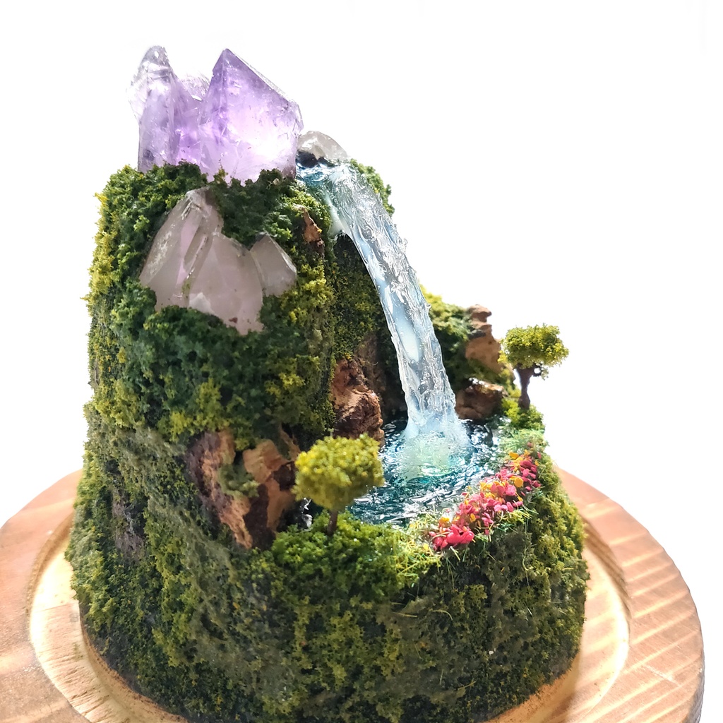 鉱物ランプ『水晶山脈』大・水晶・アメシスト・リモコン切替点灯