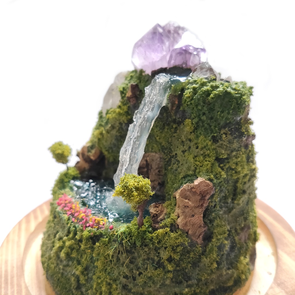 鉱物ランプ『水晶山脈』大・水晶・アメシスト・リモコン切替点灯