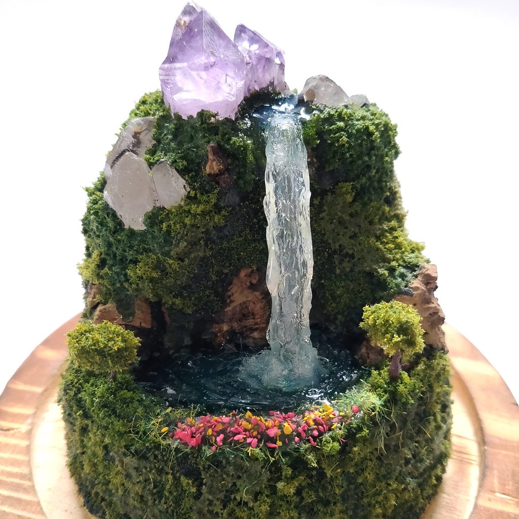 鉱物ランプ『水晶山脈』大・水晶・アメシスト・リモコン切替点灯