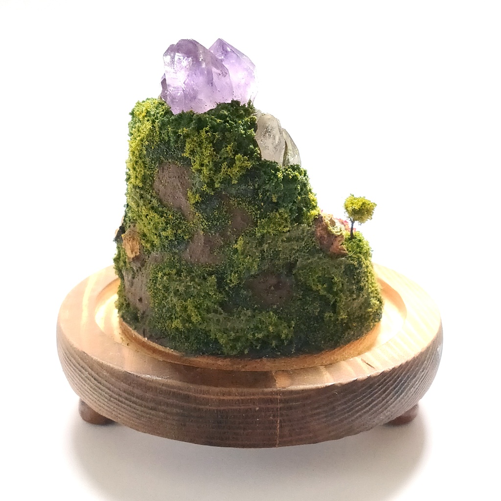 鉱物ランプ『水晶山脈』大・水晶・アメシスト・リモコン切替点灯