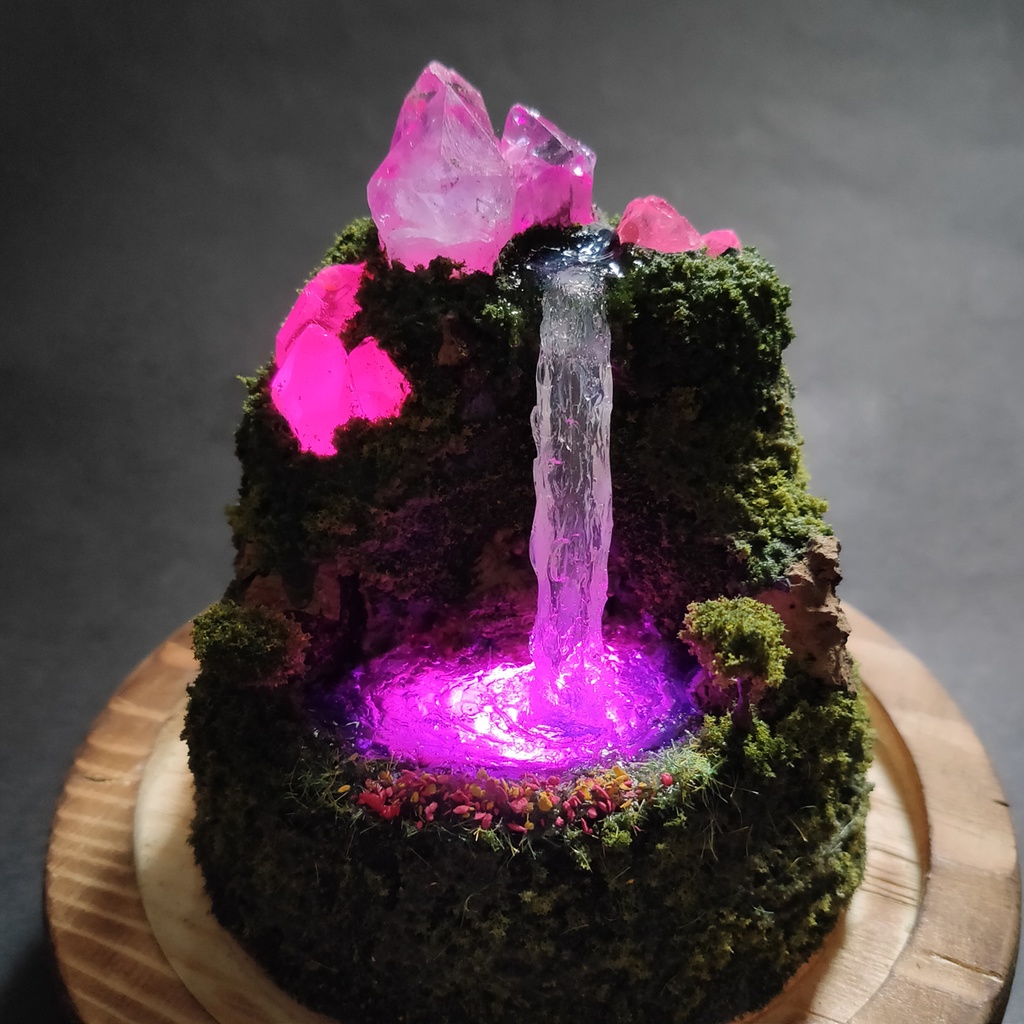 鉱物ランプ『水晶山脈』大・水晶・アメシスト・リモコン切替点灯