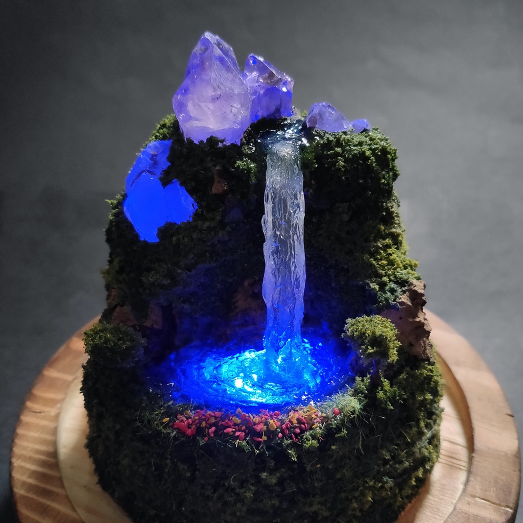 鉱物ランプ『水晶山脈』大・水晶・アメシスト・リモコン切替点灯