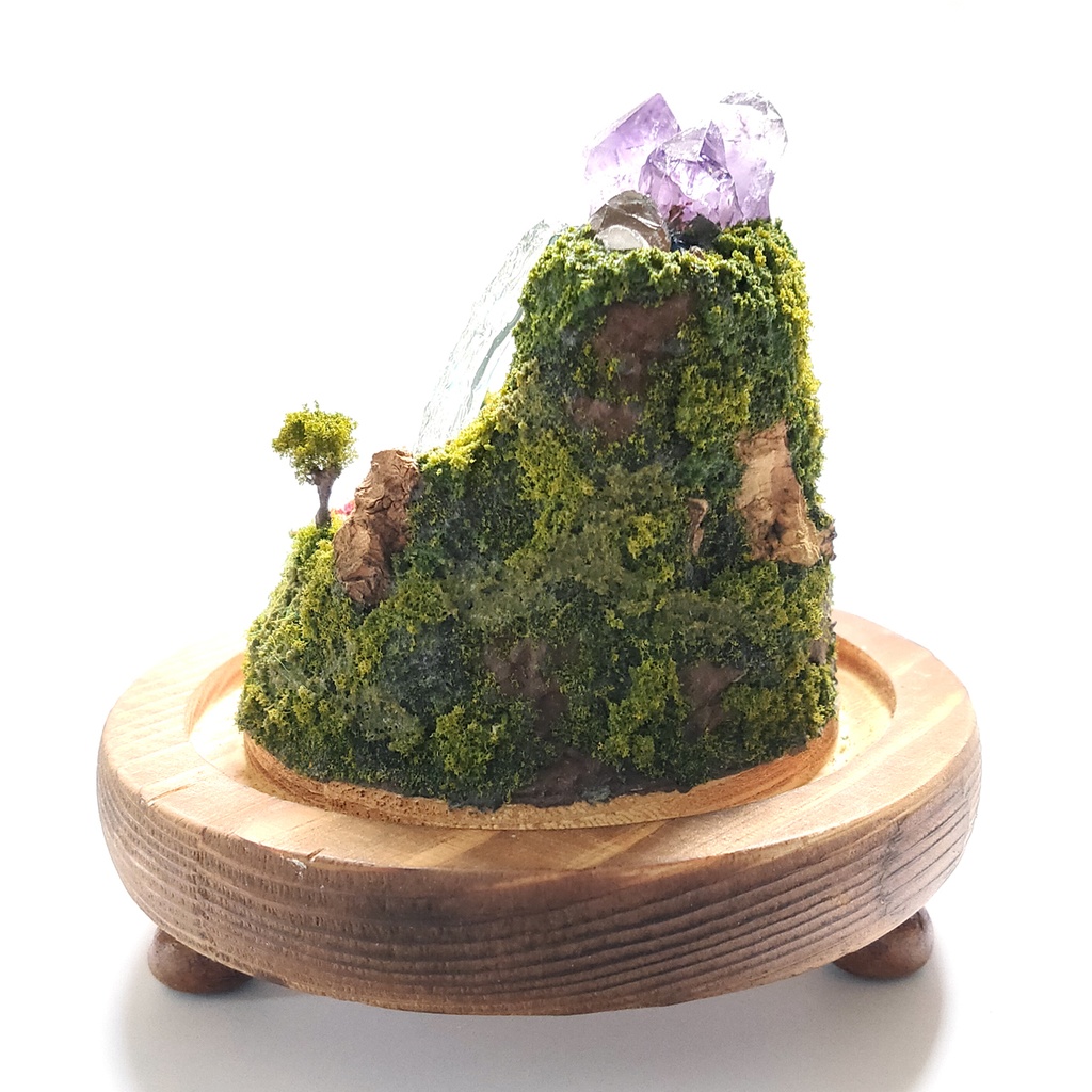 鉱物ランプ『水晶山脈』大・水晶・アメシスト・リモコン切替点灯